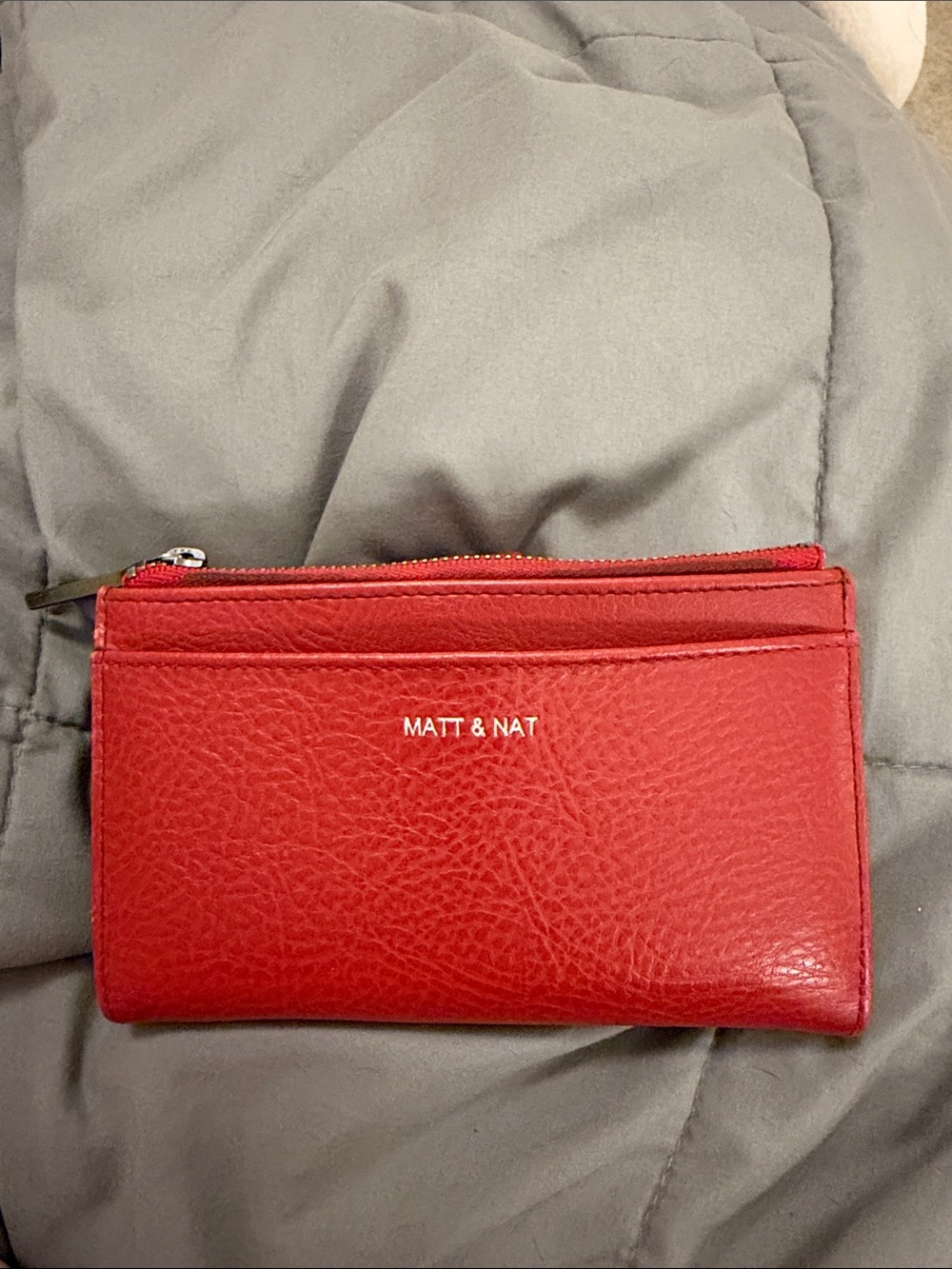 Matt & Nat Red Vegan Leather Card Wallet with Zip